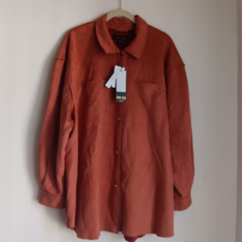 Truth by Republic Button Down Shacket In Burnt Terracotta Country Western Chore